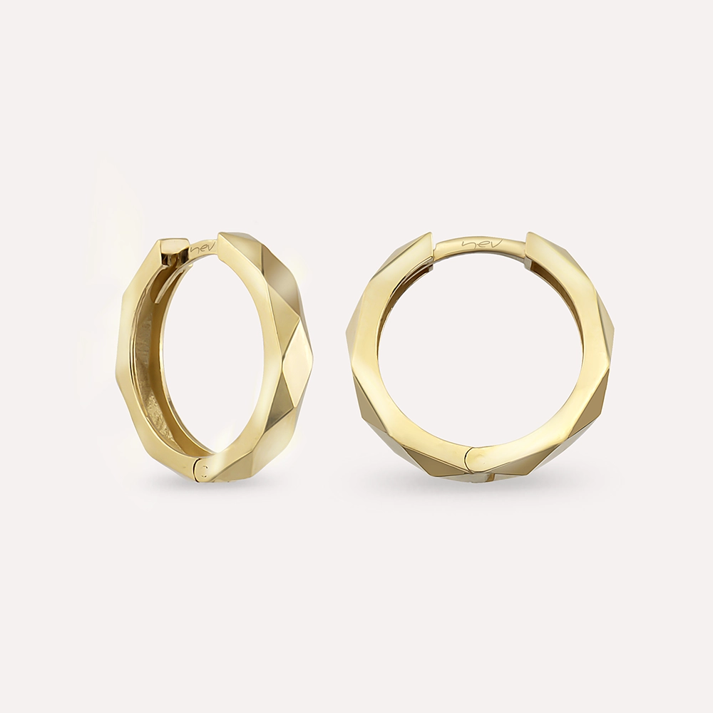 Soleil II Sarı Altın Halka Küpe - Nev Jewellery (1)
