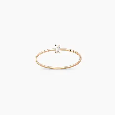 Solid 0.04 CT Baget Pırlanta Taşlı Rose Altın Yüzük - Nev Jewellery (1)