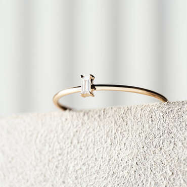 Solid 0.04 CT Baguette Cut Diamond Rose Gold Ring - Nev Jewellery