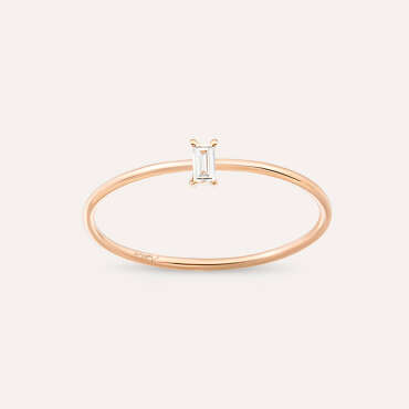 Solid 0.04 CT Baguette Cut Diamond Rose Gold Ring - Nev Jewellery (1)