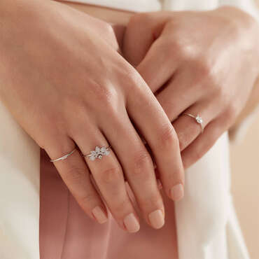 Solid 0.04 CT Baguette Cut Diamond White Gold Ring - Nev Jewellery (1)