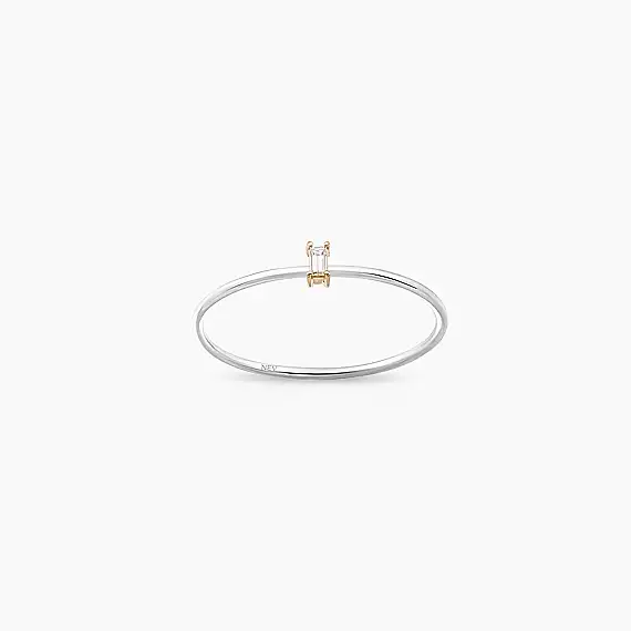 Solid 0.05 CT Baget Pırlanta Taşlı Yüzük - 1