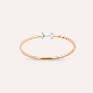 Solid 0.05 CT Baguette Cut Diamond Rose Gold Ring - Nev Jewellery