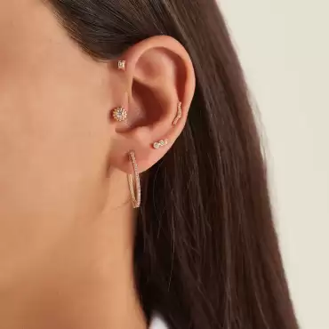 Solid Baguette Cut Diamond Rose Gold Piercing - Nev Jewellery (1)