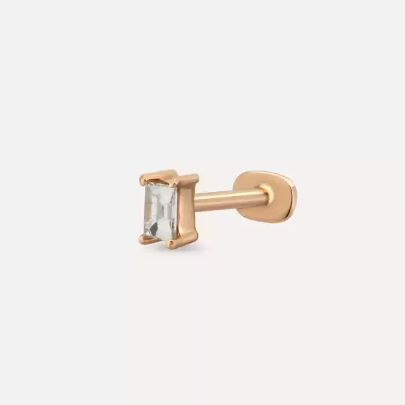 Solid Baguette Cut Diamond Rose Gold Piercing - 1