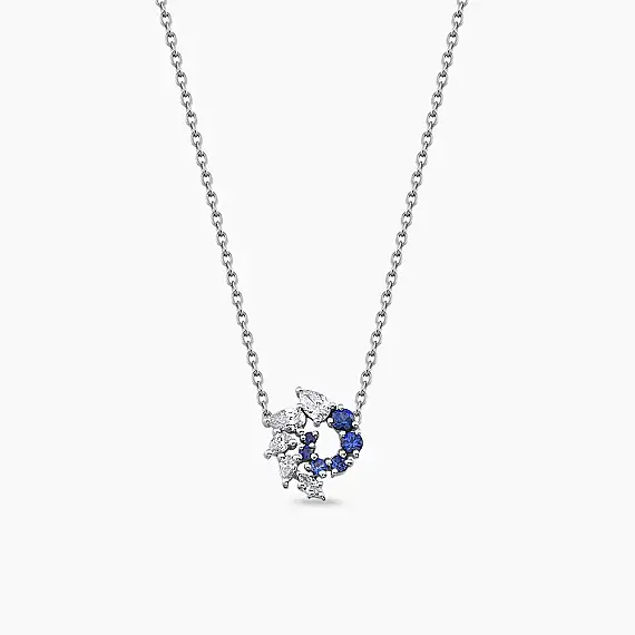 Sophia 0.45 CT Safir ve Pırlanta Taşlı Beyaz Altın Kolye - 2