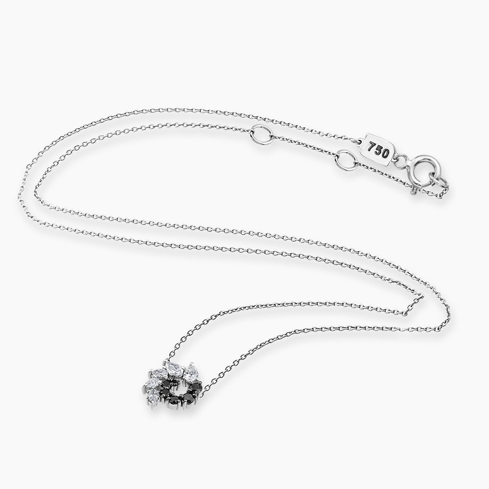 Sophia 0.47 CT Siyah Pırlanta Taşlı Beyaz Altın Kolye - 3
