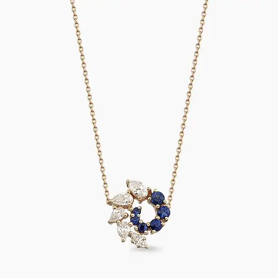 Sophia 0.49 CT Safir ve Pırlanta Taşlı Rose Altın Kolye - 2