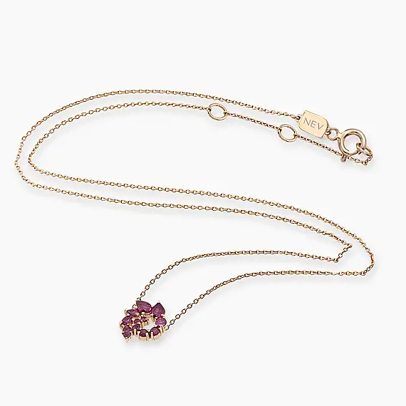 Sophia 0.75 CT Yakut Taşlı Rose Altın Kolye - 3