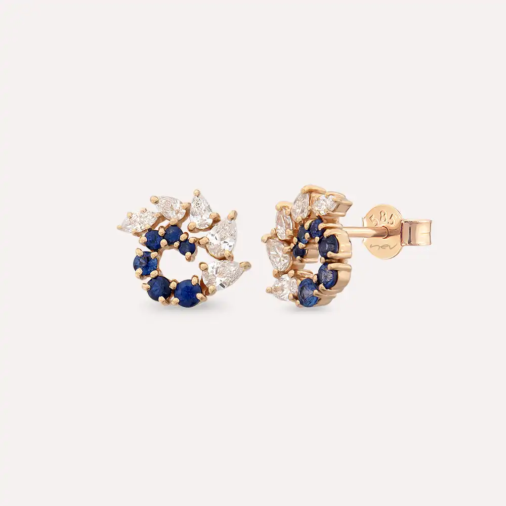 Sophia 0.98 CT Sapphire and Diamond Rose Gold Earring - Nev Jewellery (1)