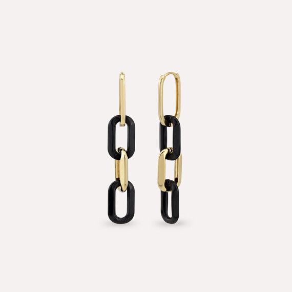 Span Sarı Altın Zincir Küpe - Nev Jewellery