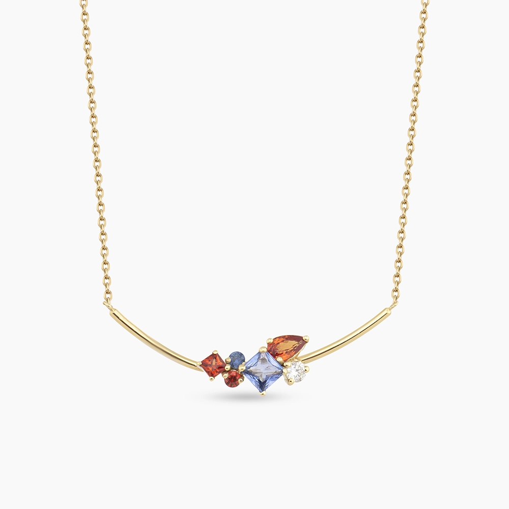 Spectrum Multicolor Sapphire and Diamond Necklace - 1