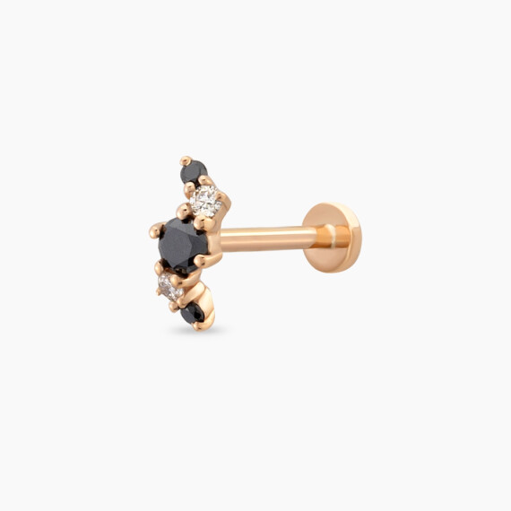 Spes Black Diamond Rose Gold Piercing - Nev Jewellery