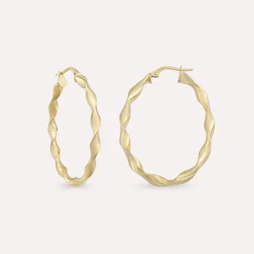 Spira Large Sarı Altın Halka Küpe - Nev Jewellery (1)