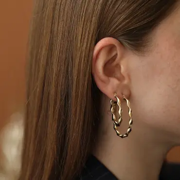 Spira Medium Yellow Gold Hoop Earring - Nev Jewellery (1)