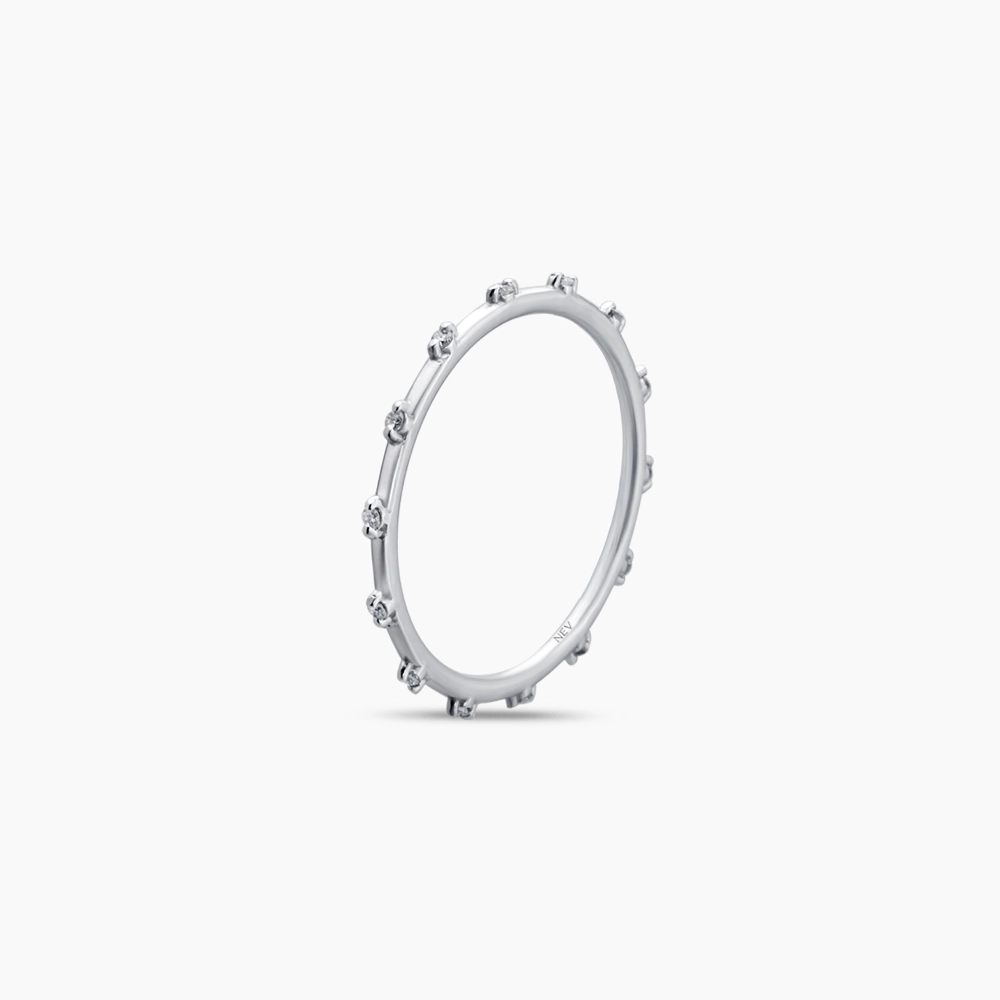 Sprit 0.07 CT Pırlanta Taşlı Beyaz Altın Yüzük - 4