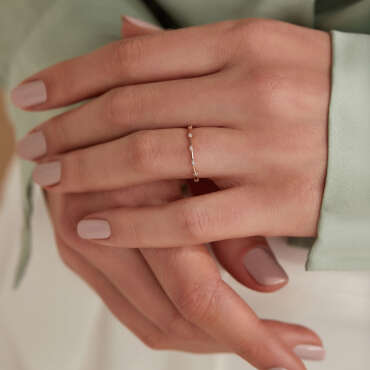 Sprit 0.07 CT Pırlanta Taşlı Rose Altın Yüzük - Nev Jewellery (1)