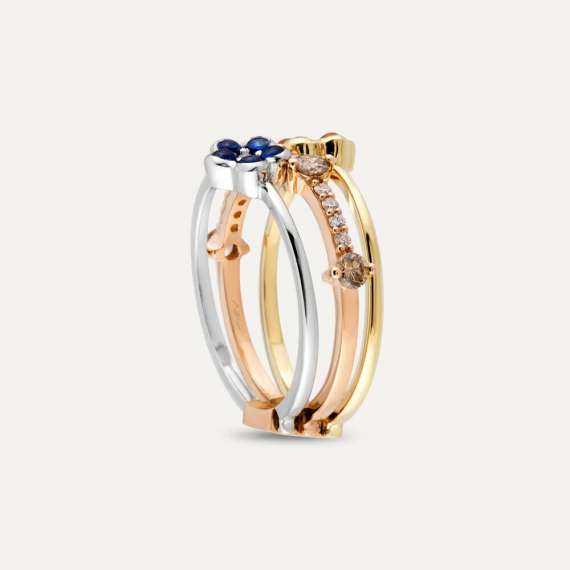 Spritz 0.99 CT Diamond and Multicolor Sapphire Ring - 5