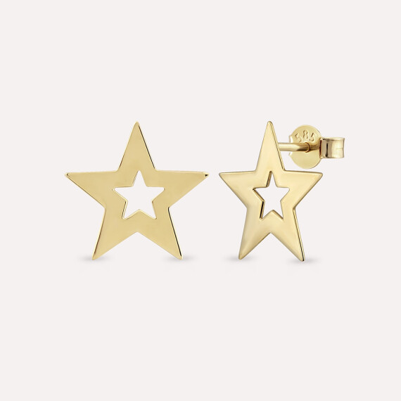 Star Yellow Gold Earring - Nev Jewellery