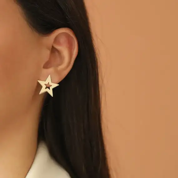 Star Yellow Gold Earring - 2