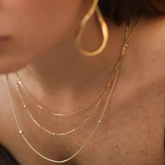 Starlit Yellow Gold Italian Necklace - 3