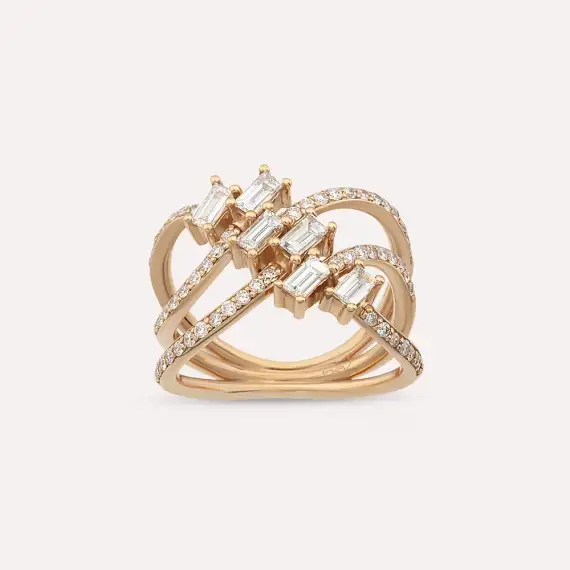 Startrack Baguette Cut Diamond Rose Gold Ring - 2