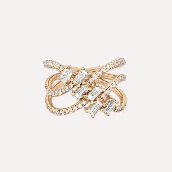 Startrack Baguette Cut Diamond Rose Gold Ring - 3