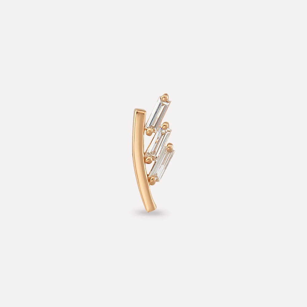 Stem Baguette Cut Diamond Rose Gold Piercing - 3