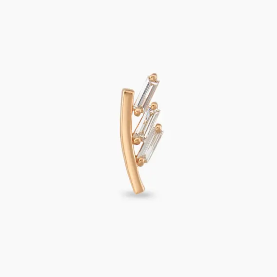 Stem Baguette Cut Diamond Rose Gold Piercing - 3