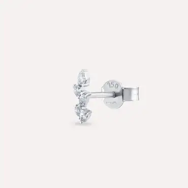 Step Damla Kesim Pırlanta Taşlı Beyaz Altın Tek Küpe - Nev Jewellery (1)