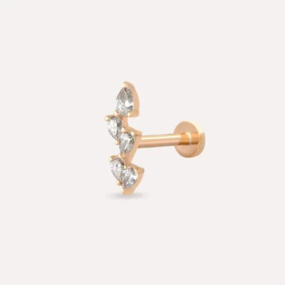 Step Pear Cut Diamond Rose Gold Piercing - 1