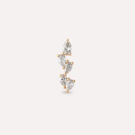 Step Pear Cut Diamond Rose Gold Piercing - 4