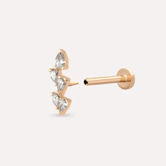 Step Pear Cut Diamond Rose Gold Piercing - 5