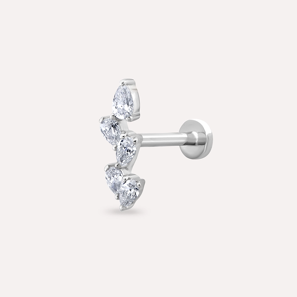 Step Pear Cut Diamond White Gold Piercing - 1