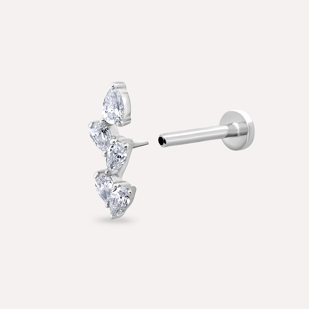 Step Pear Cut Diamond White Gold Piercing - 3