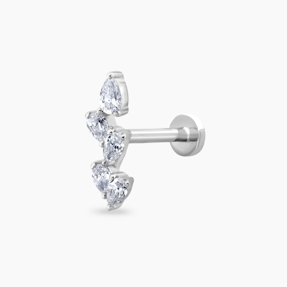 Step Pear Cut Diamond White Gold Piercing - Nev Jewellery