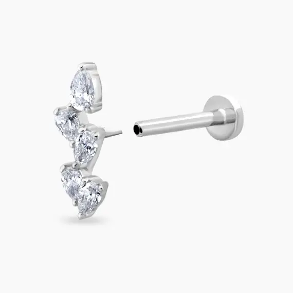 Step Pear Cut Diamond White Gold Piercing - 3