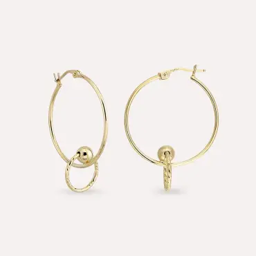 Stew Sarı Altın Halka Küpe - Nev Jewellery (1)