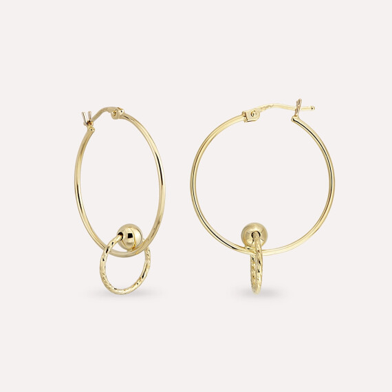 Stew Sarı Altın Halka Küpe - Nev Jewellery