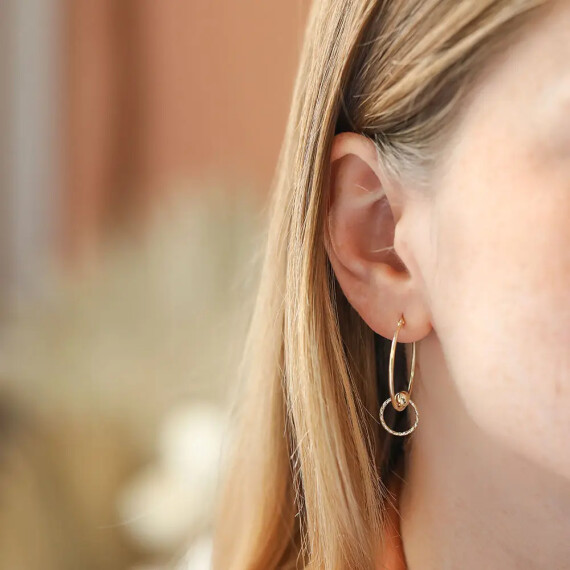 Stew Sarı Altın Halka Küpe - Nev Jewellery