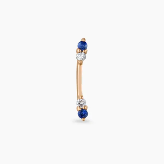 Stick Blue Sapphire and Diamond Rose Gold Piercing - 3