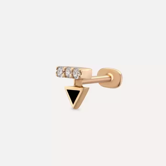 Sun Diamond and Black Enamel Rose Gold Piercing - 1