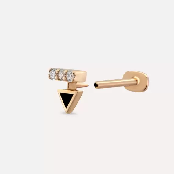 Sun Diamond and Black Enamel Rose Gold Piercing - 4