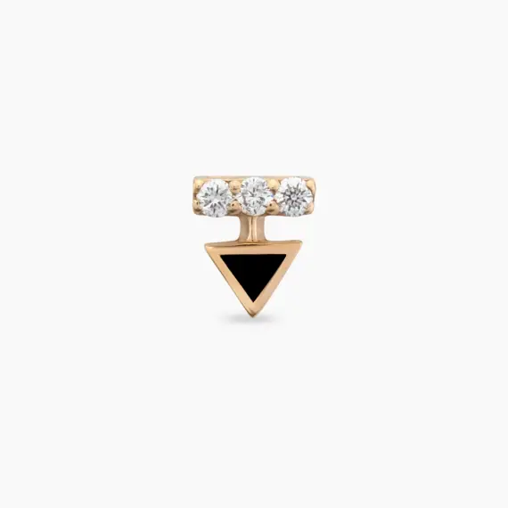 Sun Diamond and Black Enamel Rose Gold Piercing - 4