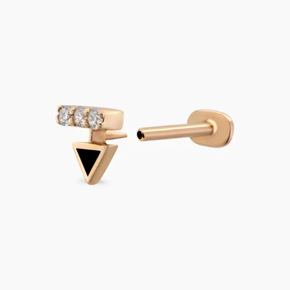 Sun Diamond and Black Enamel Rose Gold Piercing - 3