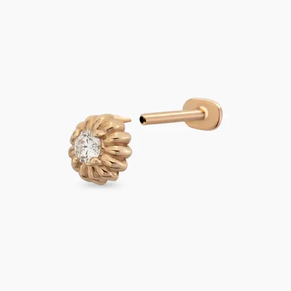 Sunflower Diamond Rose Gold Piercing - 4