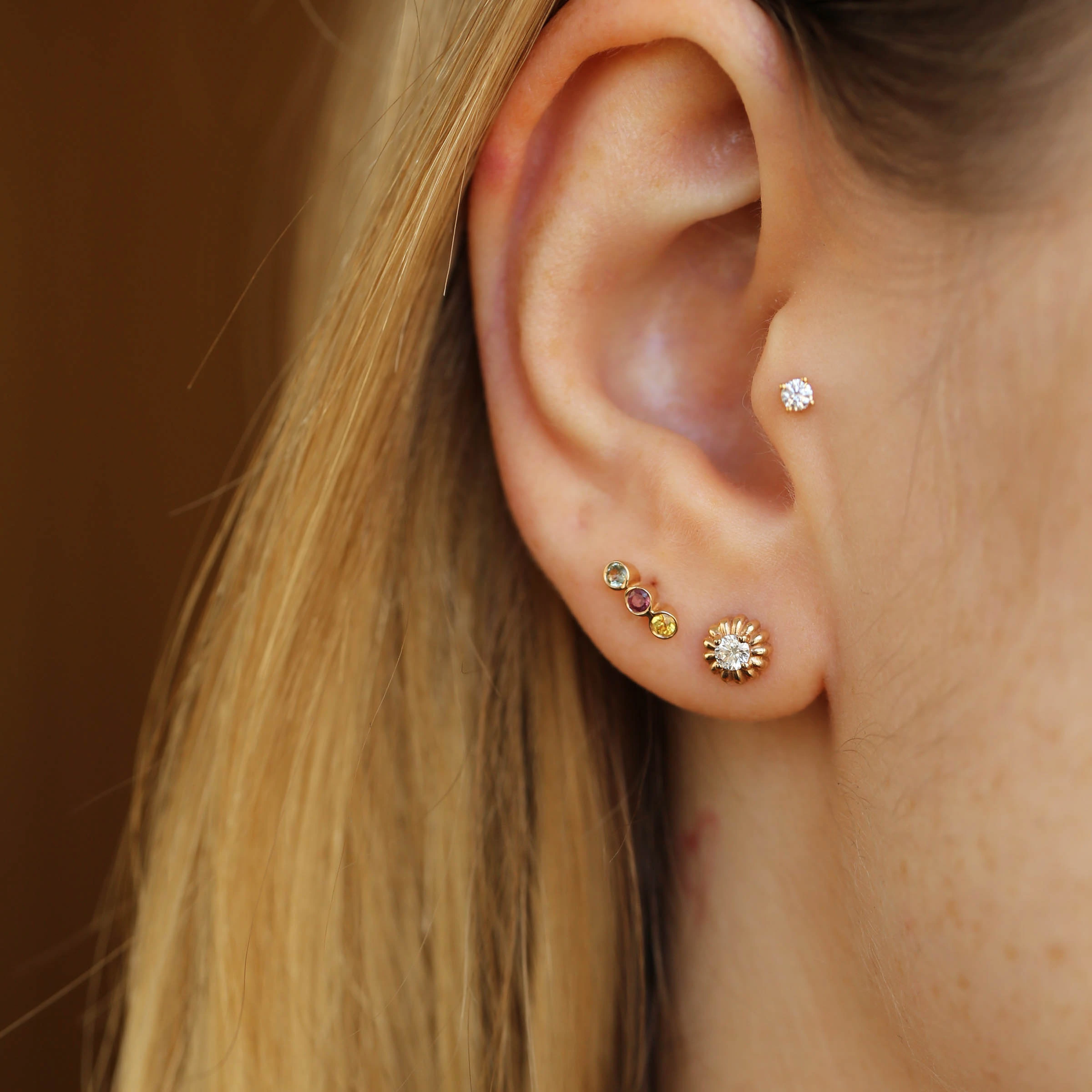 Sunflower Diamond Rose Gold Single Earring - Nev Jewellery (1)