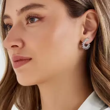 Sunset 1.30 CT Baget Pırlanta Taşlı Beyaz Altın Küpe - Nev Jewellery (1)