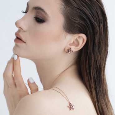 Supernova Pırlanta Taşlı ve Bordo Mineli Kolye - Nev Jewellery (1)