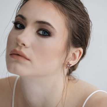 Supernova 0.26 CT Diamond and Burgundy Enamel Earring - Nev Jewellery (1)